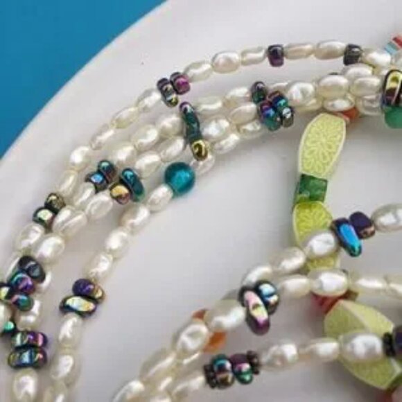 Patch & Roam Faux Seed Pearl Choker – Rainbow Hematite Boho Witchy Y2K Festival - Picture 2 of 5